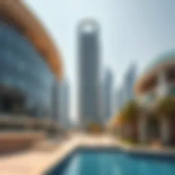 A breathtaking view of the Beach Isle Tower showcasing its modern architecture against the Dubai skyline.