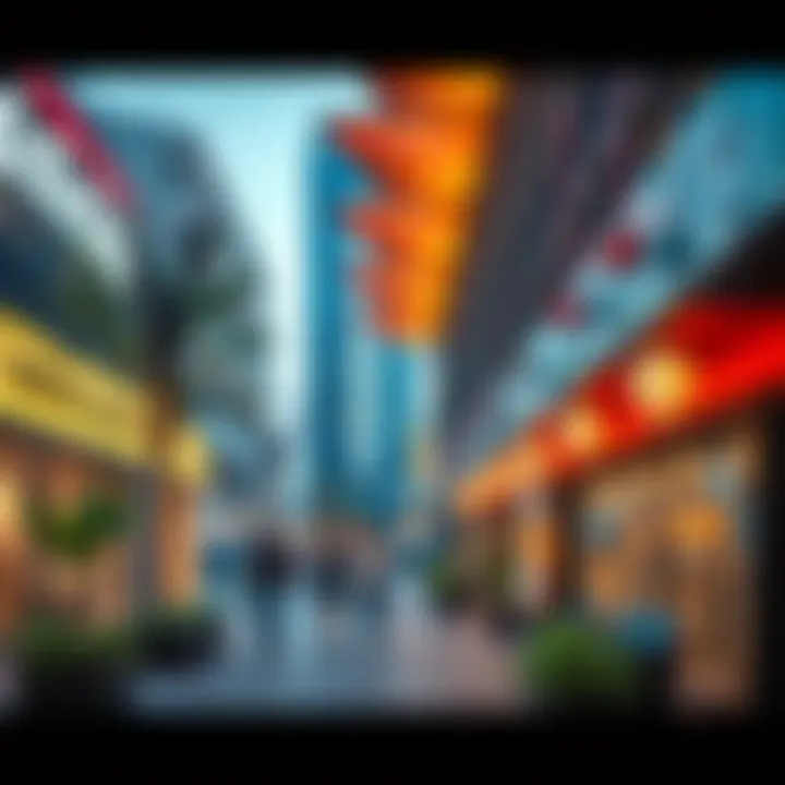 A vibrant streetscape of Dubai's Design Quarter highlighting aesthetics and lifestyle