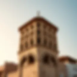 Traditional wind tower architecture in Al Bastakiya, showcasing the intricate design
