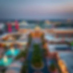 Aerial view of Global Village showcasing its diverse attractions