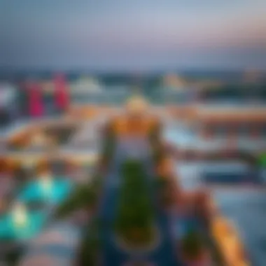Aerial View of Global Village Aerial view of Global Village showcasing its diverse attractions