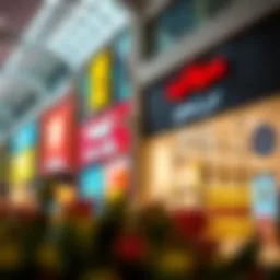 Vibrant storefronts showcasing promotions