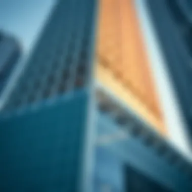 Close-up of the unique facade design of Maryah Tower