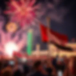 Celebration of UAE National Day with fireworks